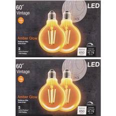 Osram LED Lamps Osram 4 bulbs LEDVANCE Sylvania LED Vintage Filament G30 Globe Light Bulb, 60W = 6.5W, Medium Base, Dimmable, Amber Glow