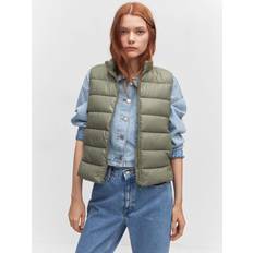 Mango Vests Mango Quilted Gilet, Beige/Khaki