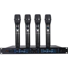 Sound Town 200 Channels Metal UHF Wireless Microphone System with Rack Mountable Metal Receiver and 4 Handheld Mics, for Church, School, Outdoor