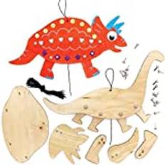 Dinosaur Dolls & Doll Houses Baker Ross Baker Ross FE130 Dinosaurier-Holzpuppe-Sets, 4 Stück, Bauen Sie Ihre eigenen Puppen, Puppen für Kinder, Holzmodellbausatz, Mittel