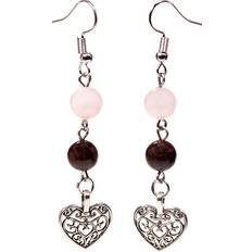 Granater Örhängen Earrings Garnet/Rose Quartz With Heart 6,5Cm