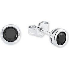 Amor Stud Earrings 925 Sterling Silver Synthetic Zirconia - Silver