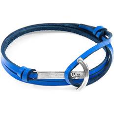 Anchors Bracelets Anchor & Crew Royal Blue Clipper Anchor Silver and Flat Leather Bracelet