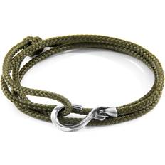 Green Bracelets Anchor & Crew Khaki Green Heysham Silver and Rope Bracelet