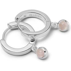 Daisy Rose Quartz Healing Huggie Hoops Sterling Silver Earrings HE3005_SLV