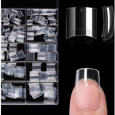 Tips Shein Short Square Nail Tips Clear Half Cover French Style - Artificial