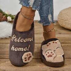 Multifärgade Innetofflor Shein Women's New Cartoon Plush Slippers For Autumn And Winter, Lucky Cat Couple Style, Indoor Warm Home Slippers