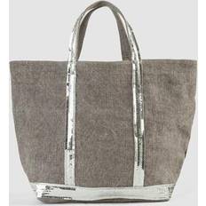 Lino Bolsos Vanessa Bruno Bolso tote M de lino y lentejuelas Gris