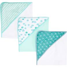 Spasilk Hooded Towel Set for Newborn Boys and Girls, Soft Terry Towel Set, Pack of 3, Green Dots