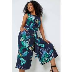 Cropped Jumpsuits & Overalls Petite Floral Print Culotte Jumpsuit in Navy