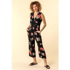 Floral - Woman Jumpsuits & Overalls Roman Wrap Front Floral Print Jumpsuit in Black