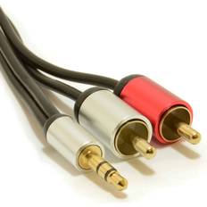 Cables Kenable Aluminium PRO Stereo Jack to 2 RCA Twin Phono Gold 1.5m