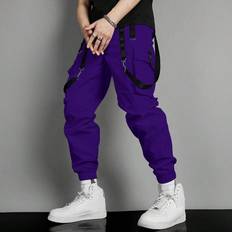 Men - Purple Pants Shein Men's Cargo Pocketed Trousers