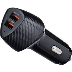 ForCell Cargador Coche Doble USB 36W Quick Charge 3.0 Elegante Negro Carbono negro carbón