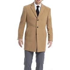 Calvin Klein Men Coats Calvin Klein Men's Prosper Wool-Blend Slim Fit Overcoat Camel Camel