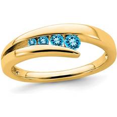 Blue - Engagement Rings 1/5 Carat ctw Swiss Blue Topaz Band Ring in 14K Yellow Gold