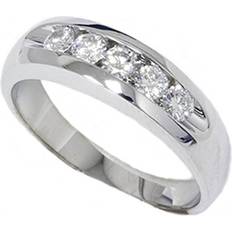 Men Rings Pompeii3 Mens 3/4ct Diamond White Gold Wedding Ring Band New