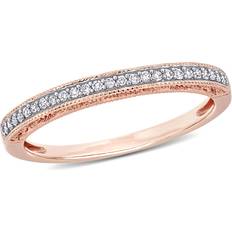 Rose Gold Rings 1/10 Carat ctw Diamond Wedding Band Ring in 10K Rose Pink Gold