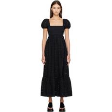 Embroidery - Long Dresses Ganni Black Broderie Anglaise Maxi Dress 099 Black DK