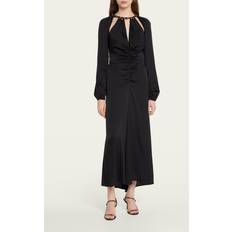 Veronica Beard Fayla Chain Embellished Cutout Silk Blend Chiffon Midi Dress - Black