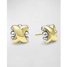 Lagos 18K Yellow Gold & Sterling Silver Embrace X Bead Stud Earrings