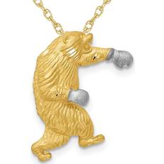 Necklaces 14K Yellow Gold Boxing Bear Charm Pendant Necklace with Chain