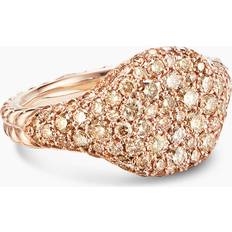 David Yurman Rose Gold Rings David Yurman Chevron Pinky Ring in 18K Rose Gold with Cognac Diamonds, 10mm Women's