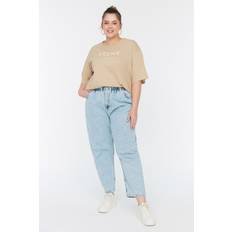 3XL Jeans Trendyol Collection Frauen Übergröße Hohe Taille Straight Leg Plus-Size-Jeans