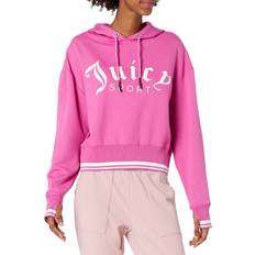 Juicy Couture Women's Cropped Logo Pullover Hoodie, Wild Fuchsia