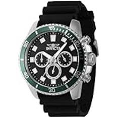 Invicta Wrist Watches Invicta Pro Diver Chronograph, Silikonarmband, schwarzes Zifferblatt, Quarz 46086, Schwarz