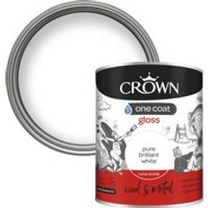 Crown White Paint Crown One Coat Gloss Pure Wood Paint White 0.75L