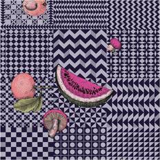 Fornasetti Wallpaper Frutta e Geometrico Magenta & Ink 100% paper
