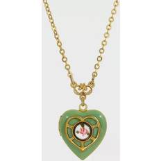 2028 2028 Heart Locket Necklace Green Green