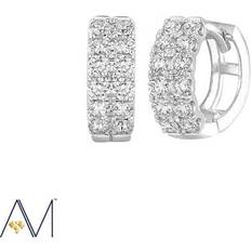 Unisex Earrings A&M Sterling Silver Single Row Huggie Hoop Earrings Silver