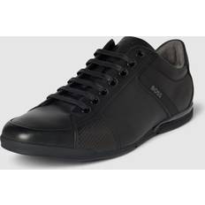 BOSS Mens Logo Emed Lace-Up Leather Trainers - Black
