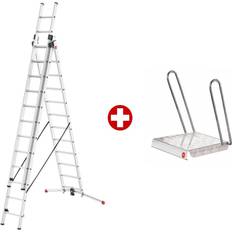 Hailo profilot 3x12 sprossenleiter alu kombileiter teleskop tritt ausziehbar Silber 815cm
