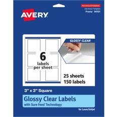 Office Supplies Avery Glossy Clear Square Labels with Sure Feed Labels Labels