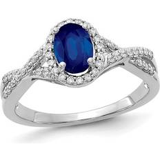 Blue - Engagement Rings 9/10 Carat ctw Natural Blue Sapphire Ring in 14K White Gold with Diamonds