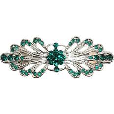 Green Hair Clips Gorgeous Green Rhinestone Crystal Small Floral Hair Barrette Clip