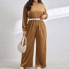 Velvet Jumpsuits & Overalls Shein Plus Velvet Loose Jumpsuit