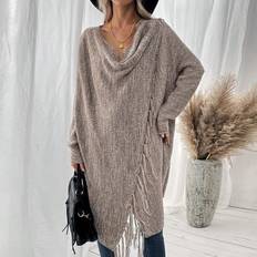 Multicolored Cardigans Shein Women's V-neck Fringe Hem Cardigan