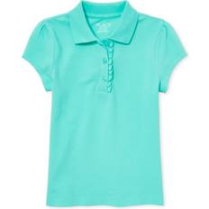Spandex Tops The Children's Place Uniform Ruffle Pique Polo Shirt - Seafrost