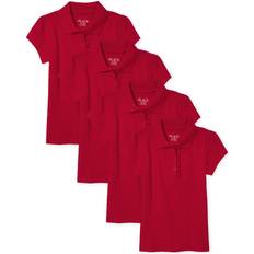 The Children's Place The Children's Place Girls Short Sleeve Ruffle Pique Polo,Ruby Pack,XL