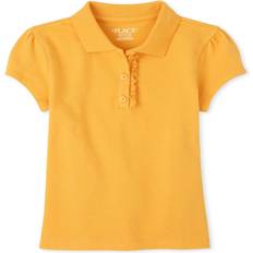 L Polo Shirts The Children's Place Girls Uniform Ruffle Pique Polo Shirt - Yellow