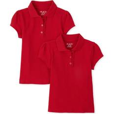 Red Polo Shirts The Children's Place The Children's Place Girls Short Sleeve Ruffle Pique Polo,Ruby Pack,M 7/8