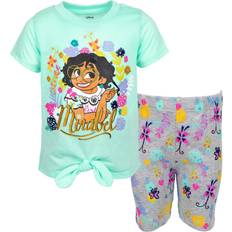 Children's Clothing Disney Disney Encanto Mirabel Little Girls Graphic T-Shirt and Bike Shorts Outfit Set Turquoise 6-6X