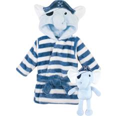 Bath Robes Hudson Baby Unisex Baby Plush Bathrobe and Toy Set Pirate Elephant, One