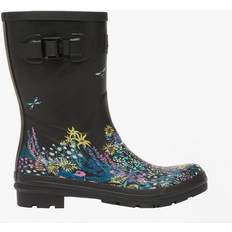 Wide Fit Rain Boots Joules Molly Welly Black Ditsy