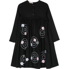 Lyocell Dresses Children's Clothing Marni Kids floral-embroidered dress kids Lyocell yrs Black