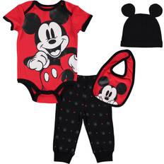 Disney Black Other Sets Disney Disney Mickey Mouse Baby Boys Piece Outfit Set: Bodysuit Pants Bib Hat Red/Black Months